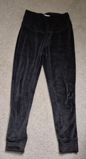 Ladies velvet/velour plush cuffed leggings/pyjama bottoms (black) Size 12 - NEXT