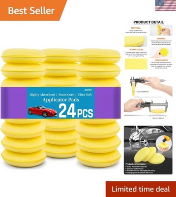 Reusable 4'' Foam Applicator Pads for Car Waxing - Pack of 24 Yellow Sponges
