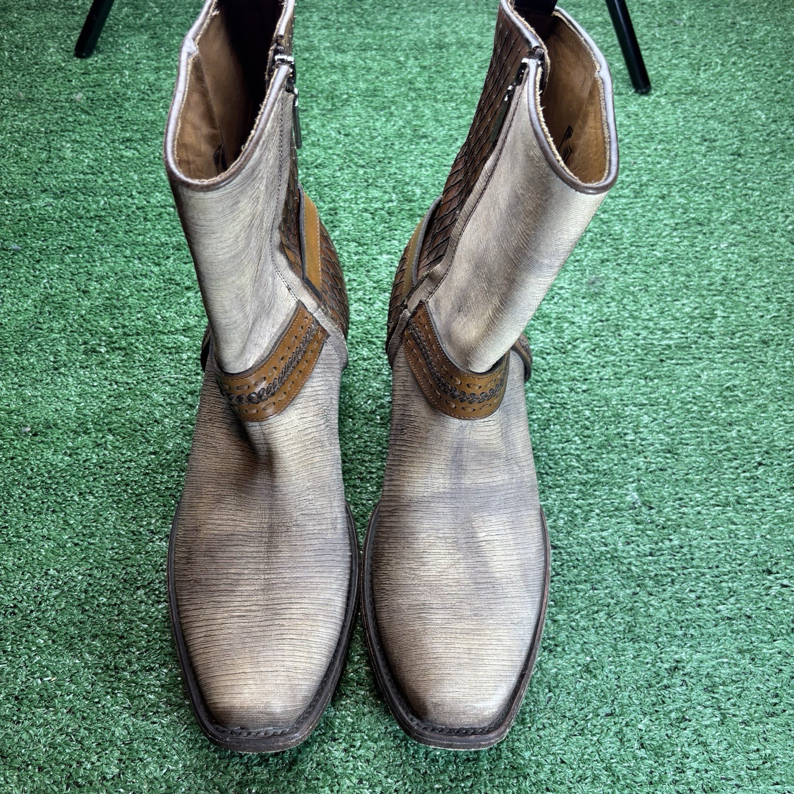 Cuadra Brown Half Python Boots Side Zip Rubber So… - image 5