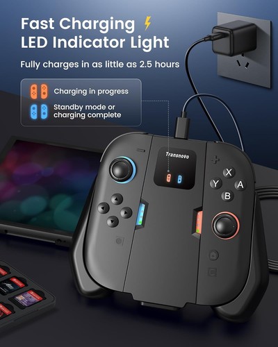 Charger Grip For Nintendo Switch 2 Joycon (2025) Magnetic Snap On Led Indicator - 第 2/5 張圖片