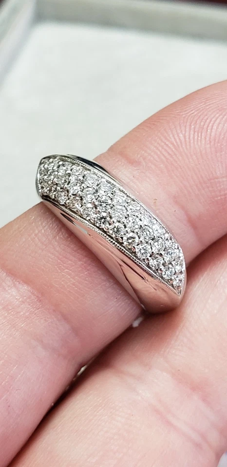 Anillo de oro macizo de 14K con banda/cóctel de diamantes de 8,3 mm de ancho s-6,75 Foto 3 de 4