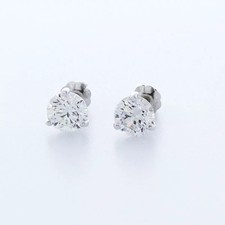 Kolczyki sztyfty lite 14K białe złoto klasyczne 1,89 CT okrągłe naturalny diament G SI1