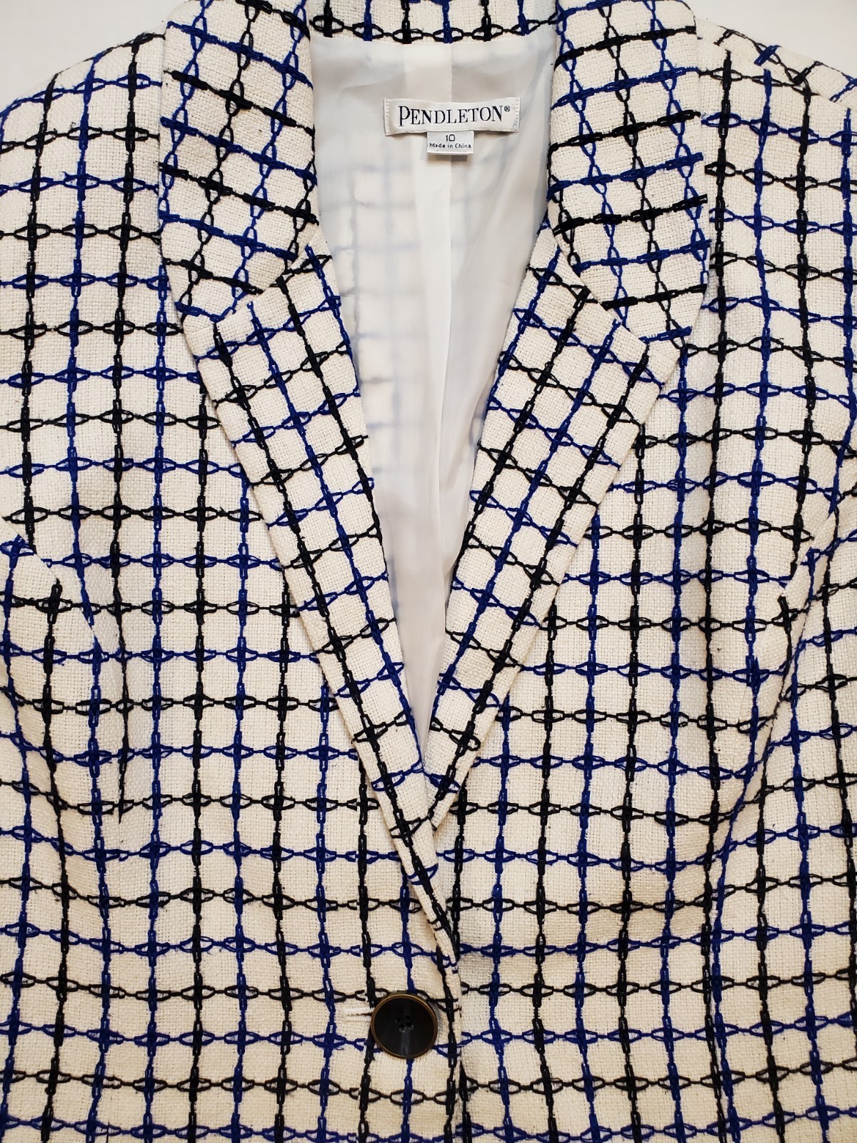 PENDLETON Silk Blend Blazer Jacket Blue Black & W… - image 8