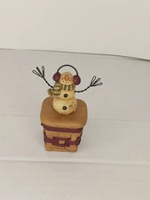 Suzi Skoglund Blossom Bucket Trinket Box Christmas Snowman Rare Small 