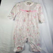 VTG 90s Allison Ann Baby Girl Romper 0-3M Sheer Pleated Floral Lace Cottagecore