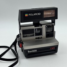 Vintage Polaroid Sun 600 LMS Land Instant Film Camera w Strap Black And Gray