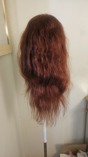 High-Quality Regular Top 24" Copper Red Wavy 150% Virgin Human Hair Lace Wig - Picture 16 of 21