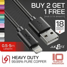 JuicEBitz® Heavy Duty Charger USB Cable for iPhone 14 13 12 Pro MAX iPad Air 2 3
