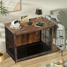 Versatile Dog Crate Furniture Pet Doghouse Dog Kennel Dog Cage Brown Walnut Wood