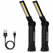 2PCS Work Light Rechargeable LED Magnetic COB Inspection Torch, Type-C Cordless