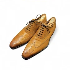 Mens Magnanni X Saks Fifth Avenue Tan Brogue Oxford Shoes Made In Spain