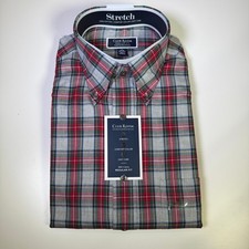 Club Room Men's RegularFit Randall Plaid Dress Shirt grey/red/white 15 32-33 60