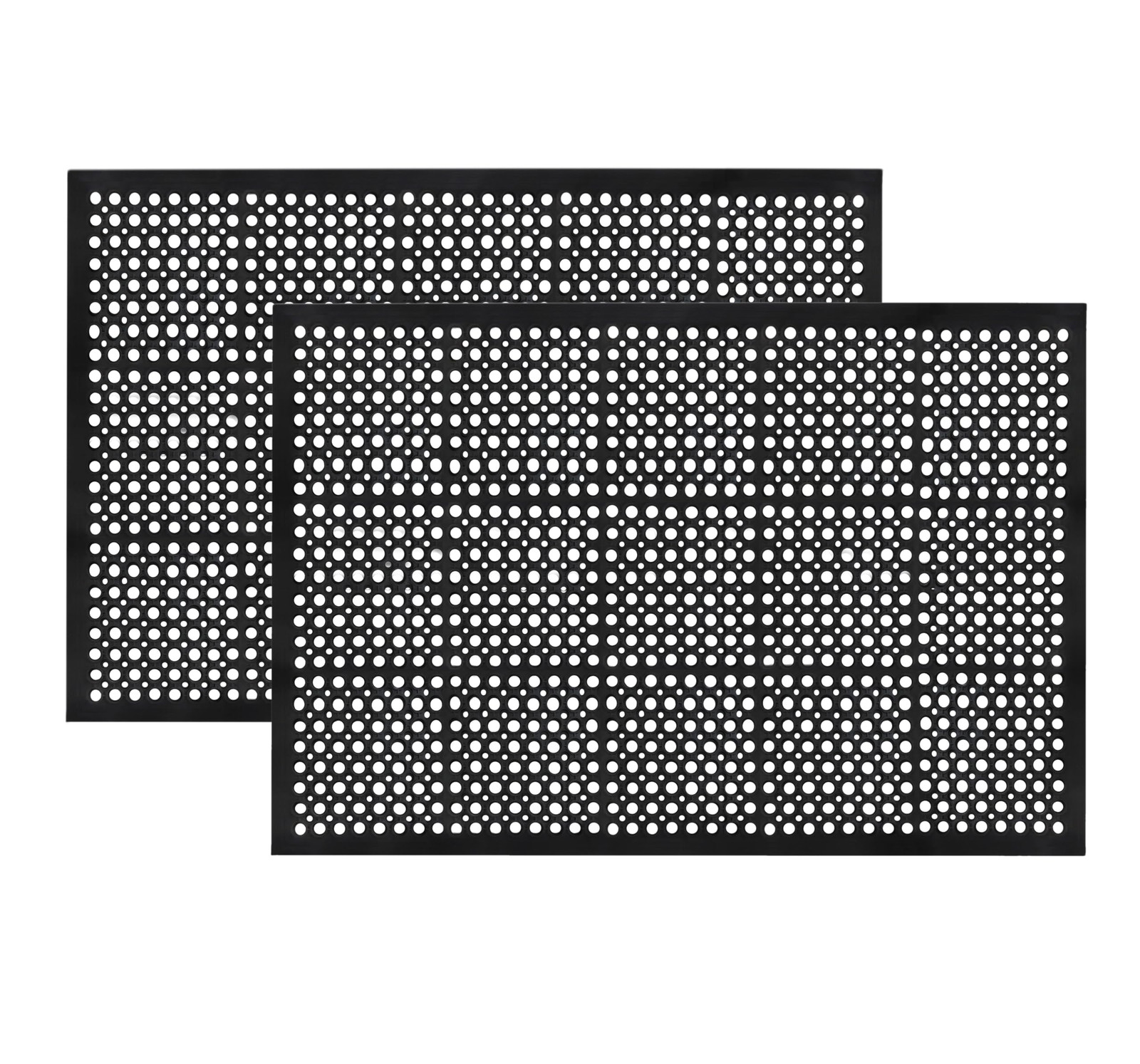 Rubber Doormat - Set of 2 Anti Fatigue Rubber Floor Mat - Non Slip Indoor Out...