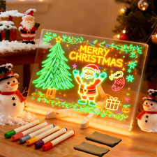 Led Note Board with Colors, Light up Acrylic Message Board, Acrylic Dry Erase Bo