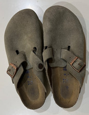 Birkenstock Boston Taupe Suede Leather Soft Footbed Unisex Clogs Shoes 37