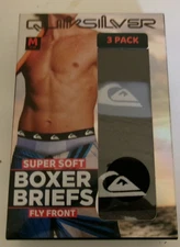 Three QuickSilver boxer briefs Size Medium Fly Front  Black and Gray