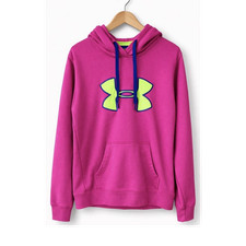 Under Armour UA Storm Pullover Hoodie Pink Logo Fleece Hooded Pockets Women M