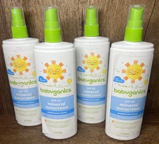 NEW (Lot of 4) Babyganics SPF 50 Mineral Sunscreen Spray 8oz each (Exp 01/25)