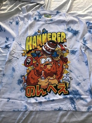 Cool Shirtz/Cold Ones Hammered Tie Dye Graphic White Blue T-Shirt