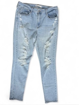 Levi s 721 women s high rise skinny light blue distressed jeans size 33