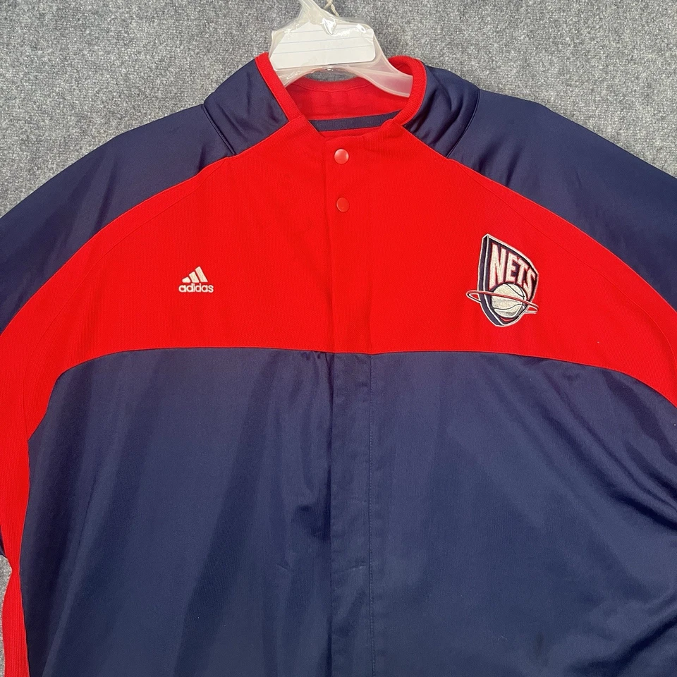Vintage New Jersey Nets Adidas Warm Up Jacket 4XL Red Navy Authentic Rare OG - Image 2 of 4