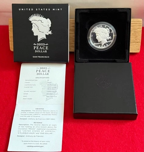 2023 US MINT Peace Dollar Proof 99.9% Silver San Francisco Mint (S) (COA)