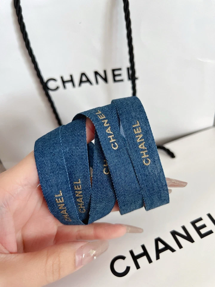 Limited Edition Rare New Chanel Blue Denim Ribbon SOLD BY Yard 100% Authentic - Image 4 of 4