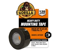Gorilla Heavy Duty Double Sided Mounting Tape, Black Tape, 1" x 120" (Pack of 1)