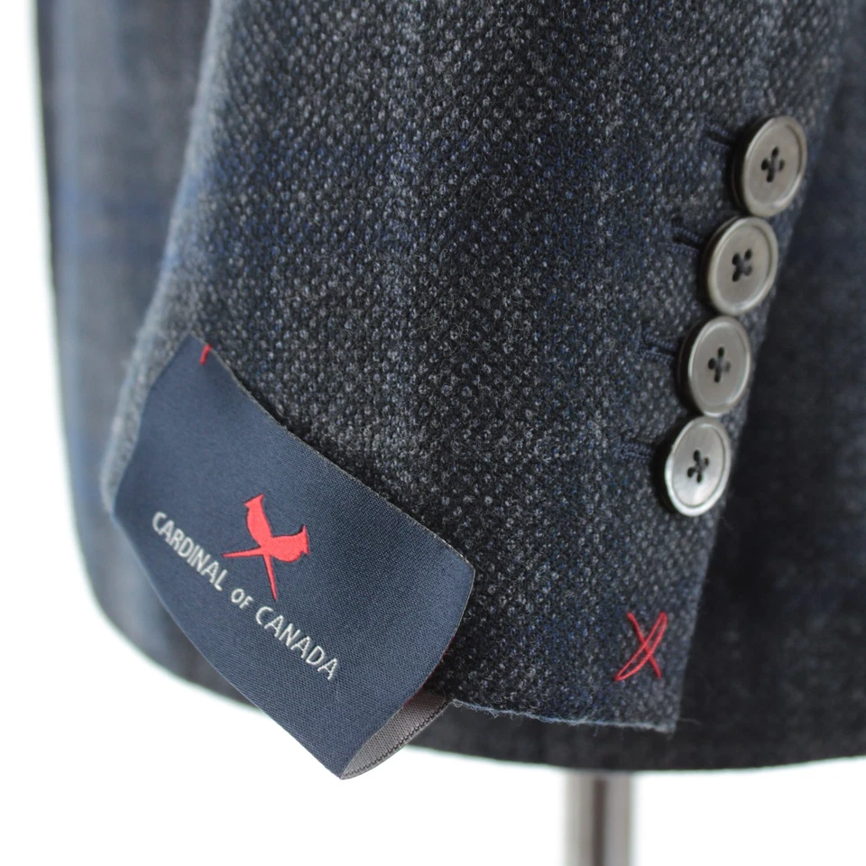 Cardinal of Canada NWT Wool Sport Coat Size 38R US In Gray & Blue Birdseye Plaid - Image 3 of 4