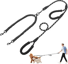 Double Dog Leash, Dual Dog Leash, 360  Swivel No Tangle Lead for 2 Medium or Lar