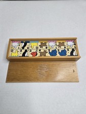 Vintage Dominos Game Toy Lillian Vernon Wooden Animal Dominos 28 Piece Box Set