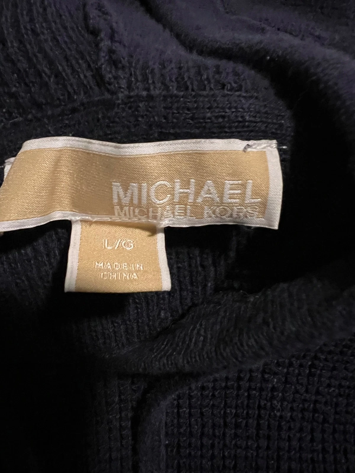 Michael Kors Waffle Knit Pullover Felpa con Cappuccio Blu Oro Ferramenta Taglia L