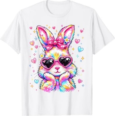 Cute Coquette Tie Dye Rabbit Easter Bunny Women T-Shirt