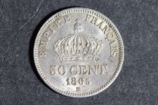 France 50 Centimes Cents 1865 BB Strasbourg - Napoleon III - Extra Fine