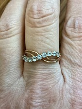 AIGUE-MARINE, VERMEIL EN OR ROSE , ARGENT, ÉLÉGANTE ANCIENNE BAGUE