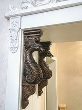 Wall corbel Dragon shelf Carved bracket  Fireplace surround Cabinet Corbel 15"