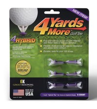 4 More Yards Golf Tees 6pk, 1" Purple Hybrid Tee GreenKeepers NEW