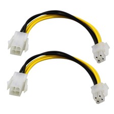2 Pack ATX 12V P4 4-Pin CPU Power Extension Cables Male to Female 20CM/8 Inch