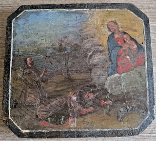 Raro dipinto originale di fine '700 con interessante apparizione della Vergine