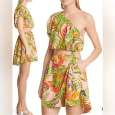 NWT FARM RIO MACAW LEAVE ONE SHOULDER CUT-OUT MINI DRESS, SZ M