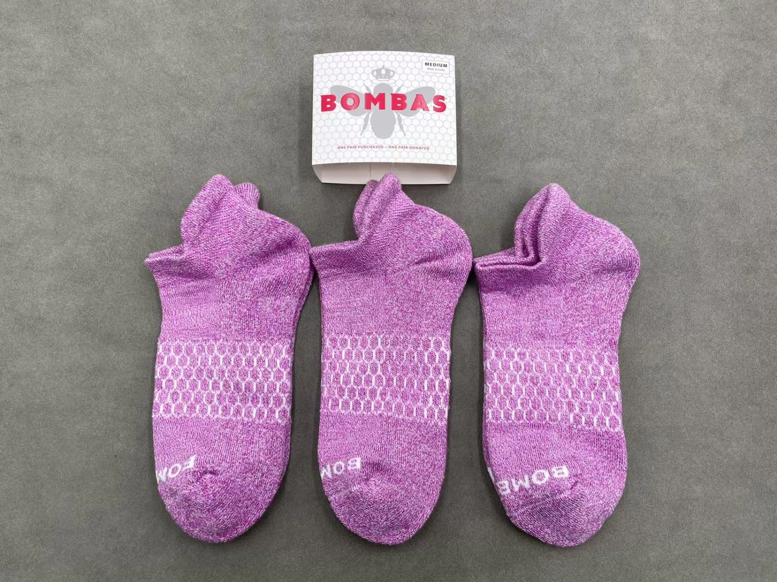 3 pairs Bombas Women's Solid Ankle socks Size MEDIUM 8-10.5 Pink