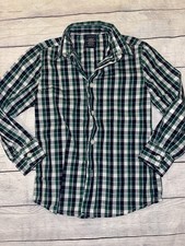 Boys 6 Nautica Green Plaid Button Down Shirt
