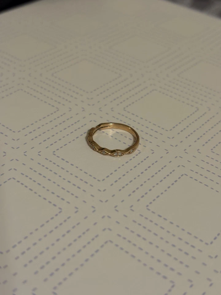 Juego de anillos de boda de morganita de oro rosa de 14k talla 5,25 Foto 3 de 4