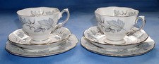 Royal Albert Trio 'Silver Maple' x 2 - Tazze piattini e piatti da tè