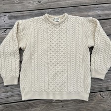 VTG Carraig Donn Sweater Mens M 100 Wool Cable Knit Fisherman Aran Ireland