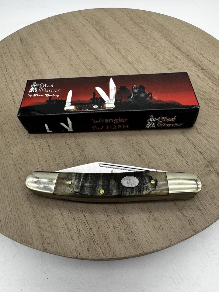Steel Warrior Wrangler SW-112RH 4” Closed Pocket Knife Ram Horn **NIB** - Image 2 of 4
