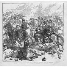 RUSSO-TURKISH WAR Prince Leuchtenberg's Charge at Dzuranli - Antique Print 1878