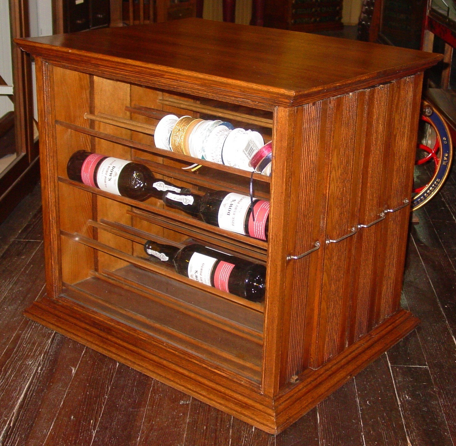 neat-antique-country-store-quartered-oak-ribbon-or-wine-case-cabinet