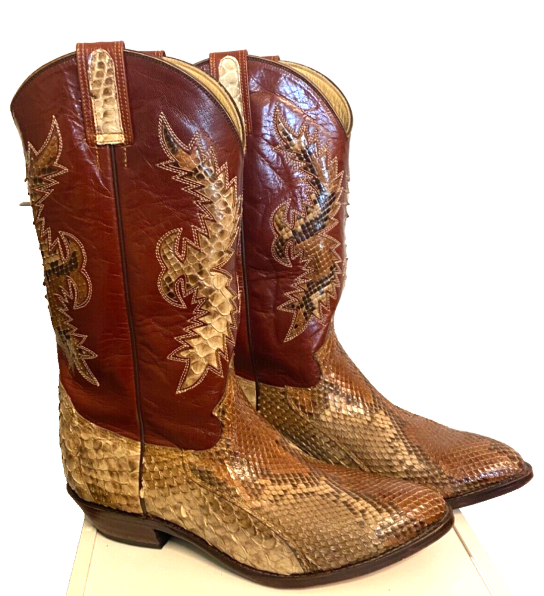 Brown snakeskin cowboy boots 9.5 Brown Snake Print Boots | La Sierra Boots Square Toe main image 2