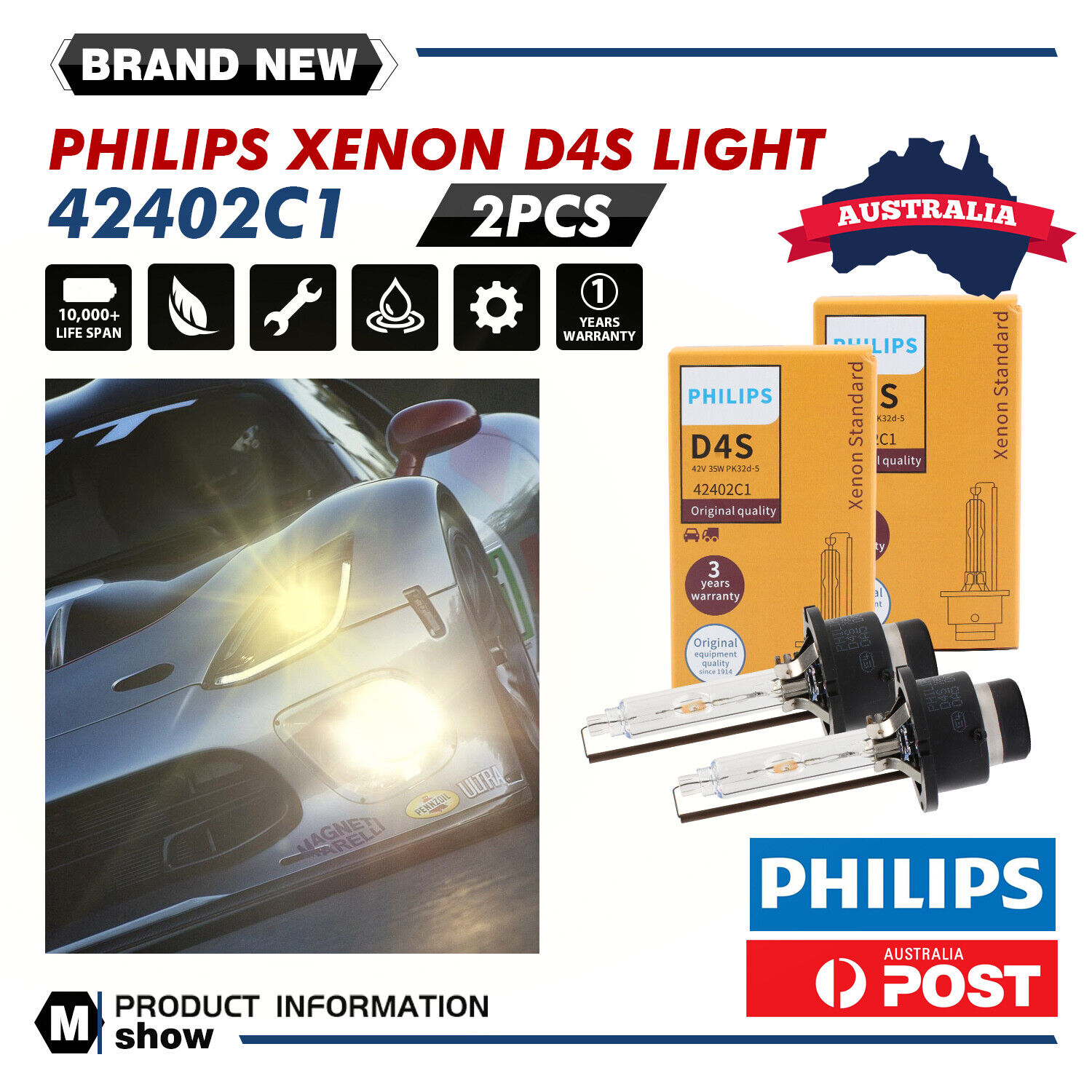 Pair NEW PHILIPS D4S Globes Headlight Xenon Bulb HID For Toyota Lexus IS250 35W